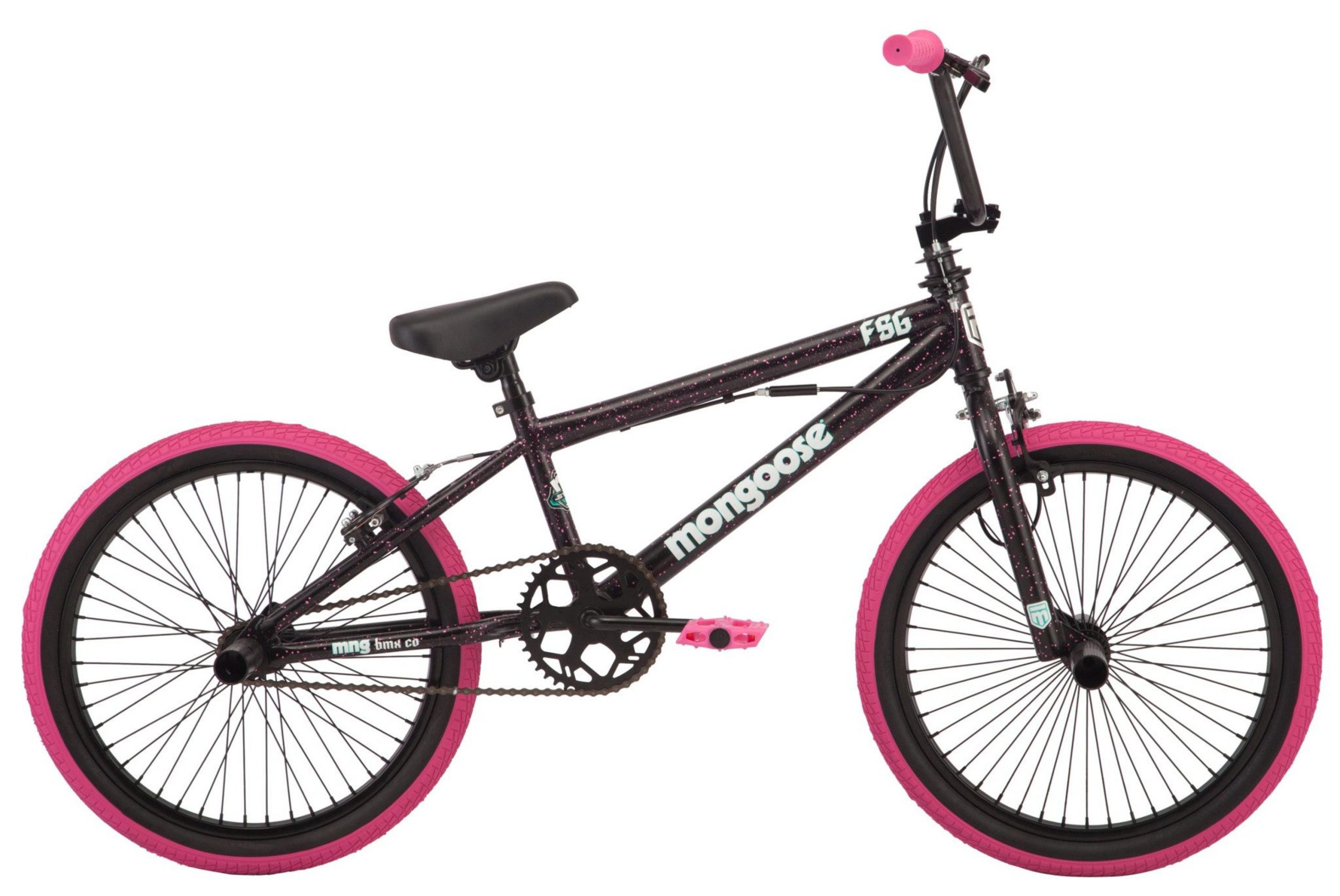 pink and black bmx