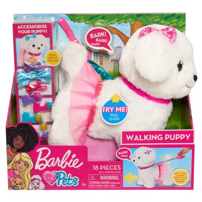 barbie walk & wag puppy feature plush