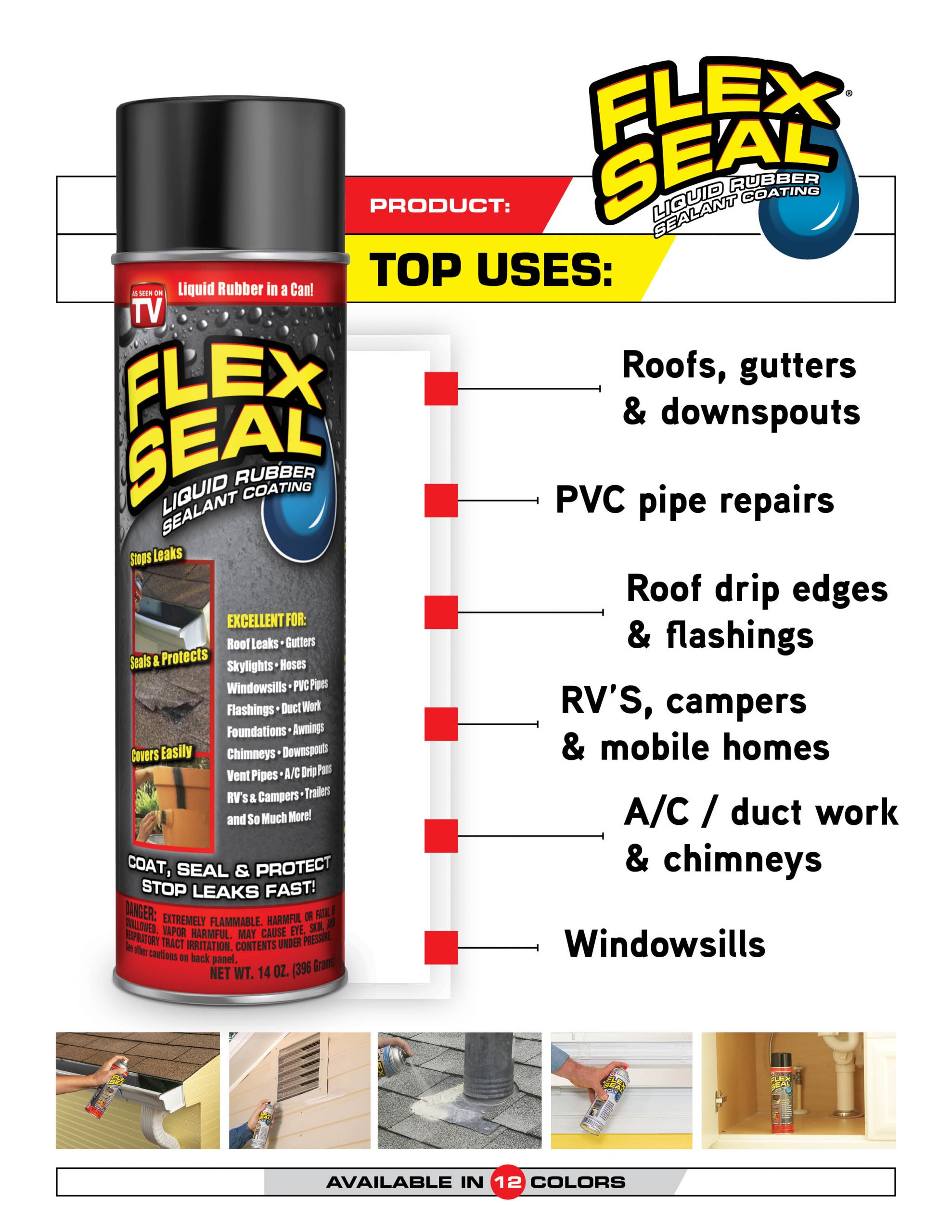 Flex Seal Liquid Aerosol Rubber Sealant Coating, 14 Oz ...